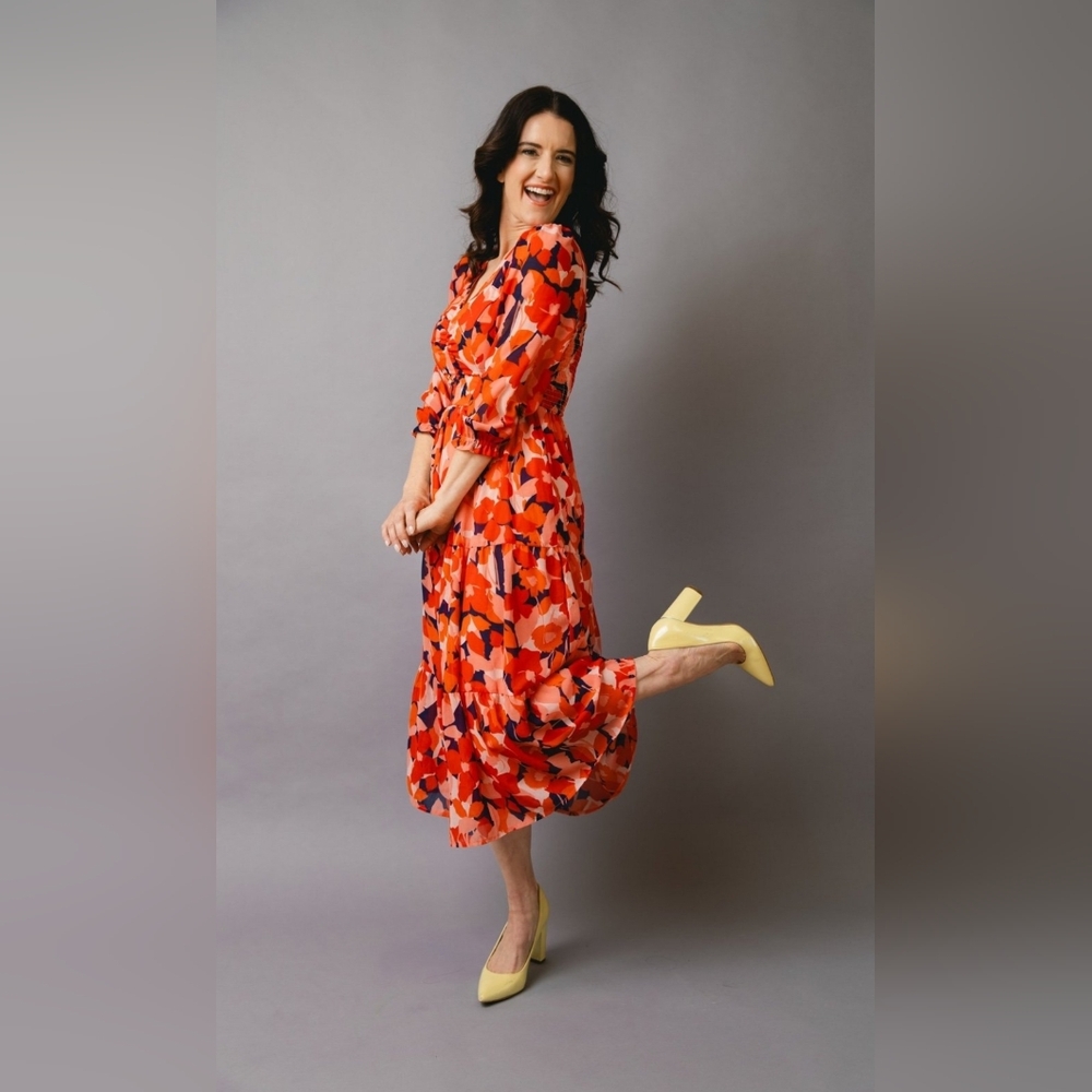 SINCERELY JULES | Vibrant Red and Orange Women's Dress, sx XL